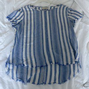 Cloth & Stone Striped Blue and White Blouse